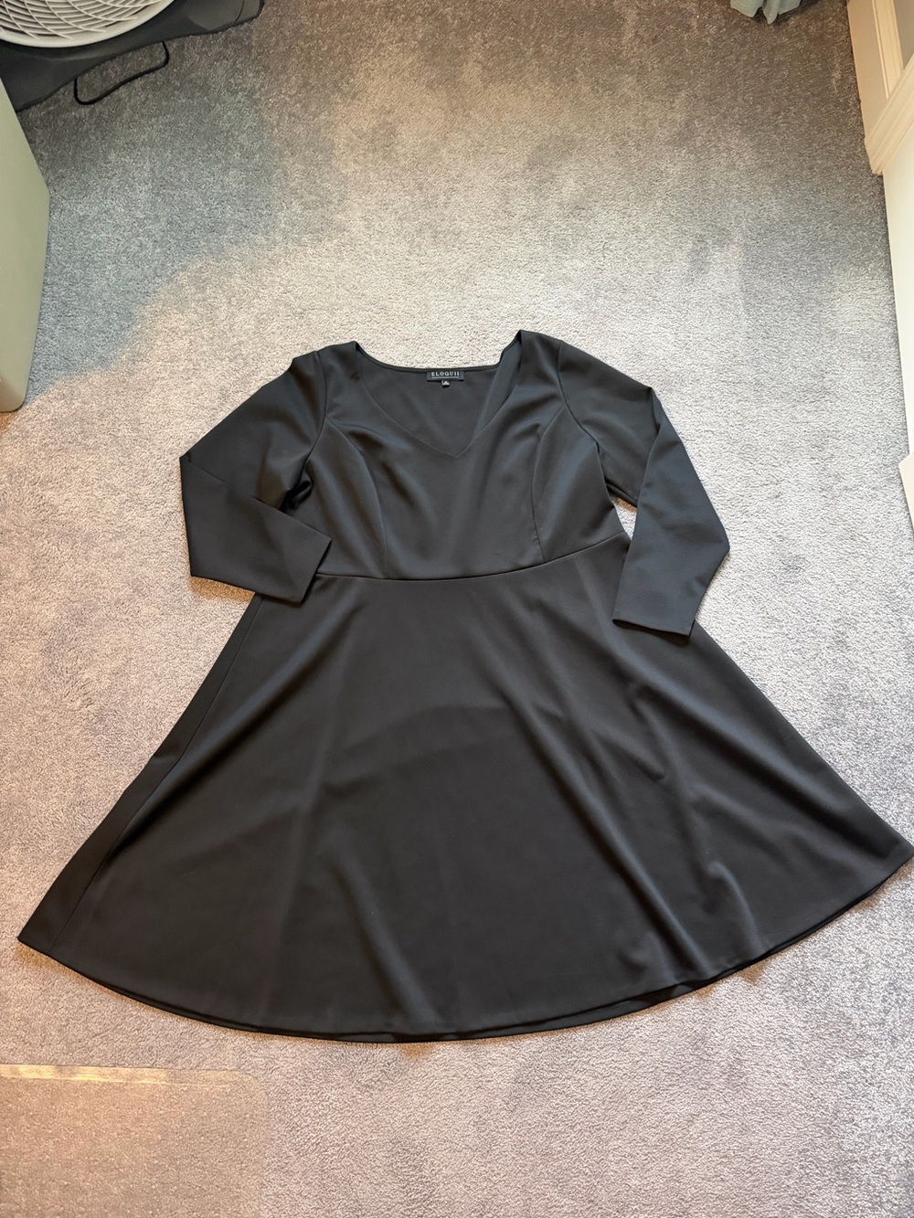 Eloquii Black V-Neck Fit-and-Flare Dress